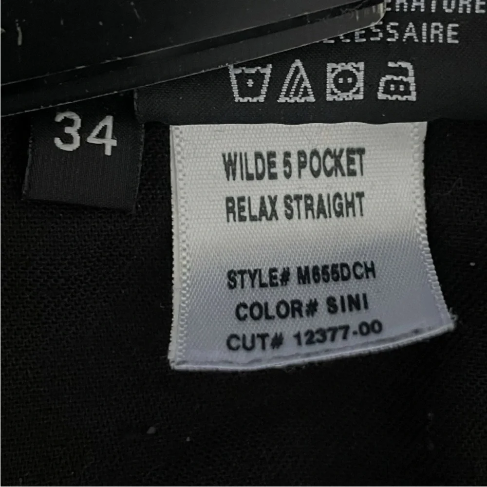 Hudson Jeans Mens 34 x 33 Black Denim Wilde Relaxed Straight Leg Button Fly Flaw